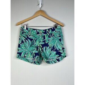 Lilly Pulitzer Women's The Callahan Short Blue Green Palm Trees Tropical Size 0